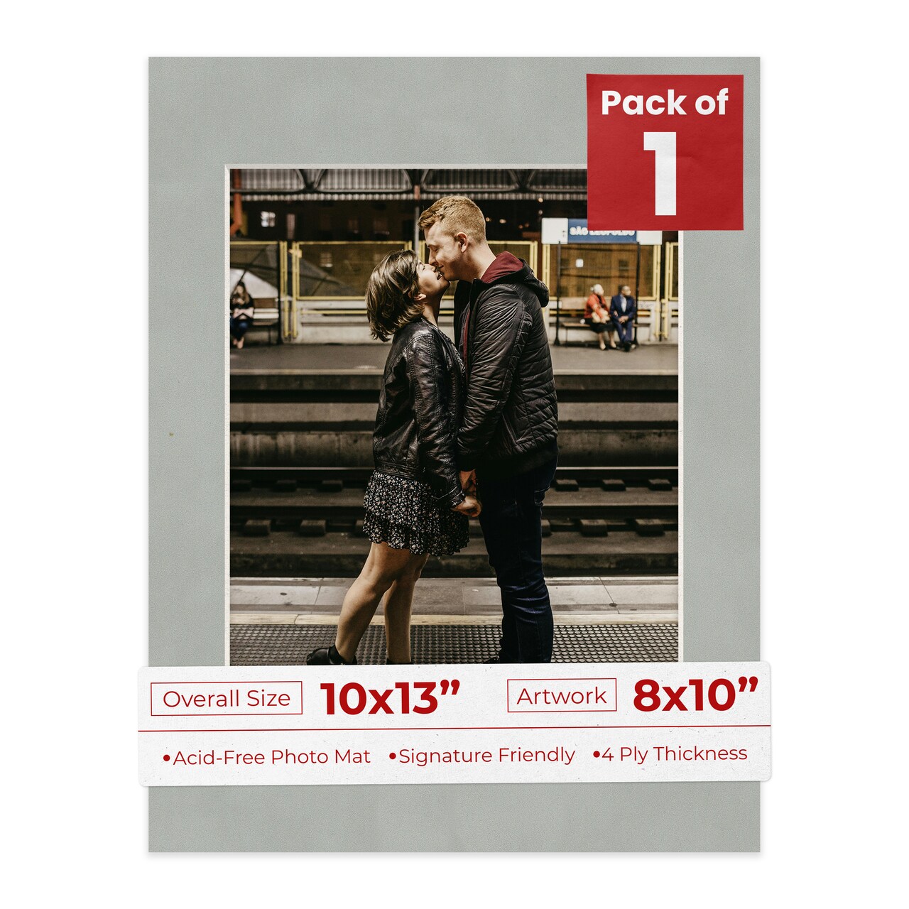 Light Grey Suede Mat Board for 10x13 Frames - Fits 8x10 Photos